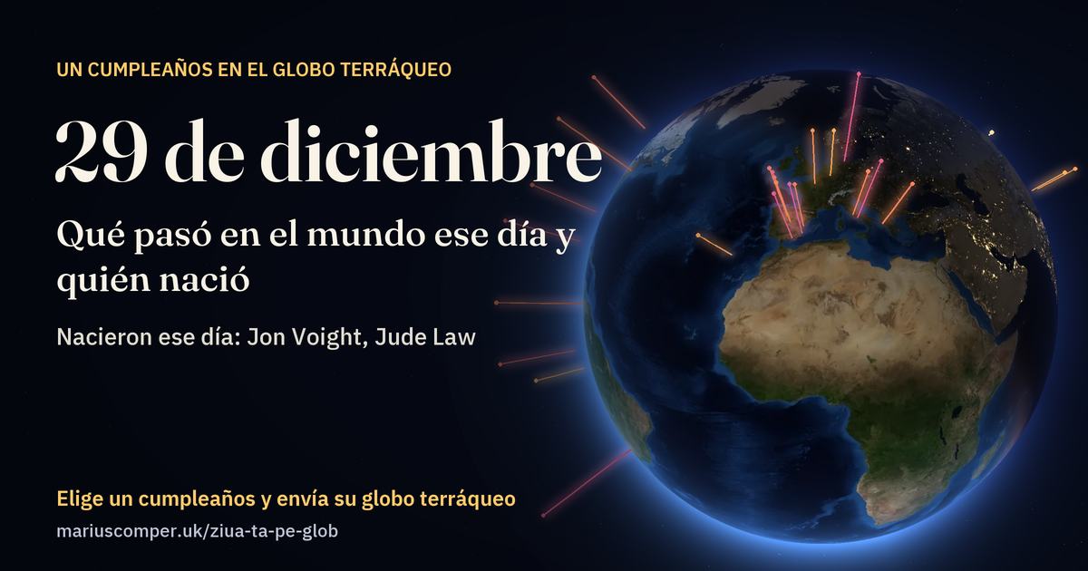 La Tierra el 29 de diciembre, con los rayos de los acontecimientos del día