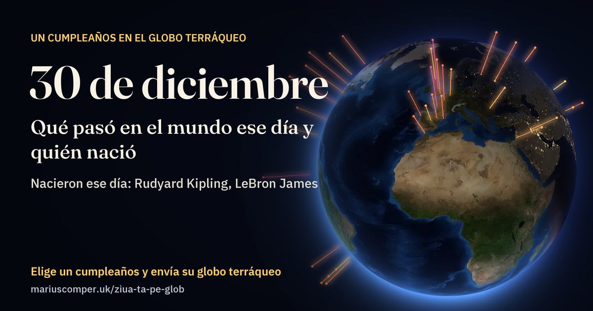 La Tierra el 30 de diciembre, con los rayos de los acontecimientos del día