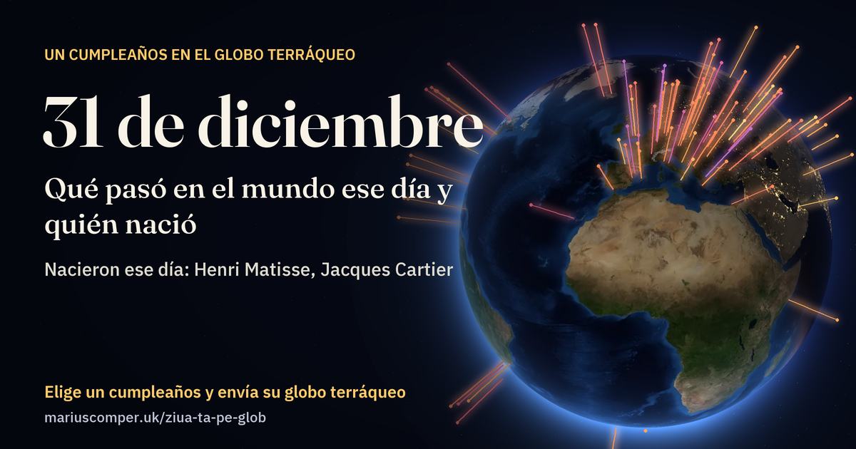 La Tierra el 31 de diciembre, con los rayos de los acontecimientos del día