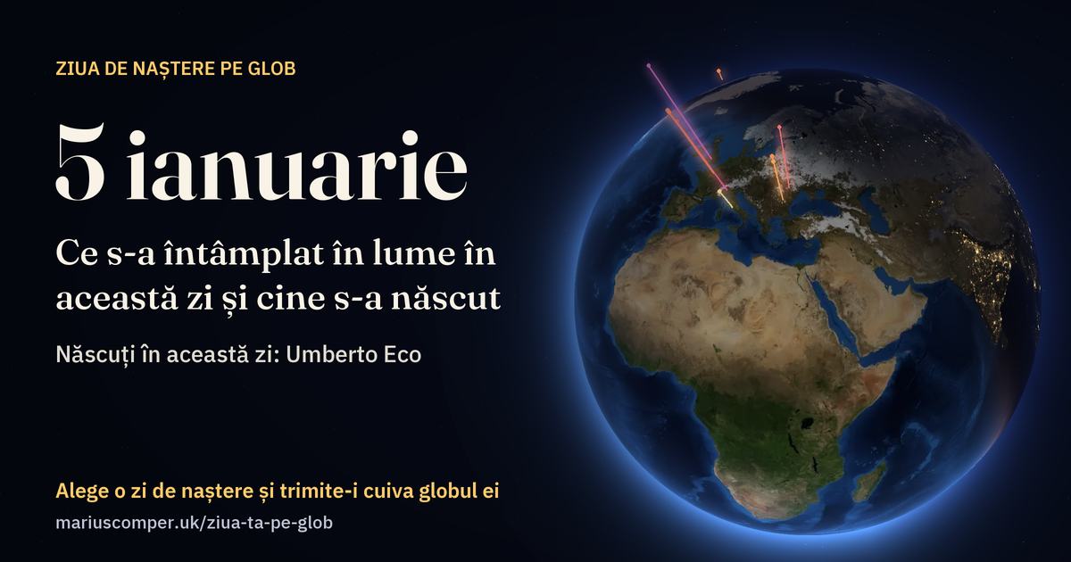 Pământul la 5 ianuarie, cu razele evenimentelor zilei