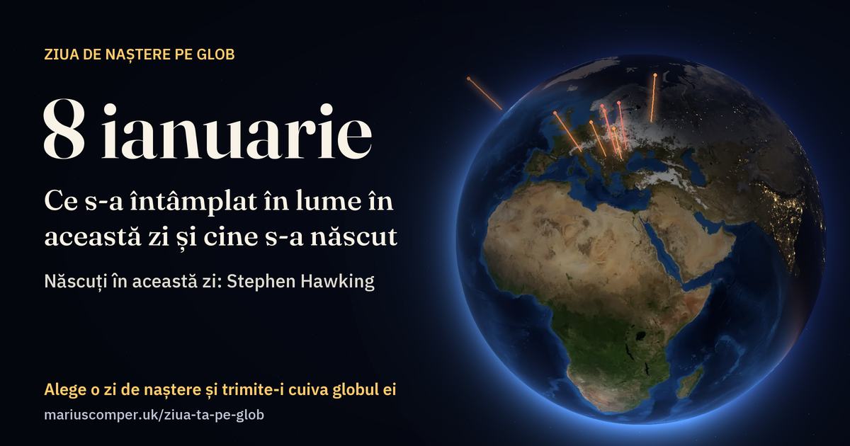 Pământul la 8 ianuarie, cu razele evenimentelor zilei
