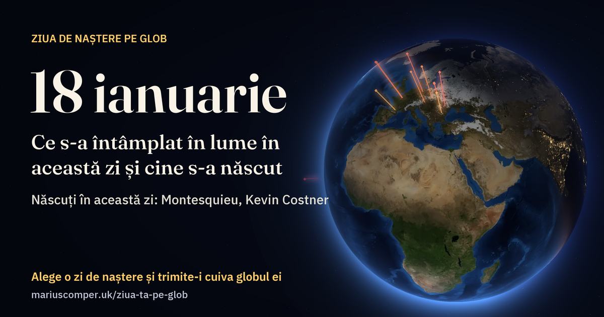 Pământul la 18 ianuarie, cu razele evenimentelor zilei