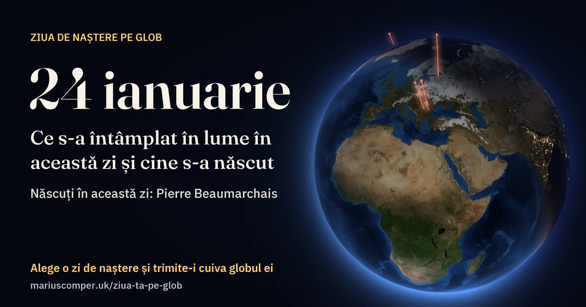 Pământul la 24 ianuarie, cu razele evenimentelor zilei
