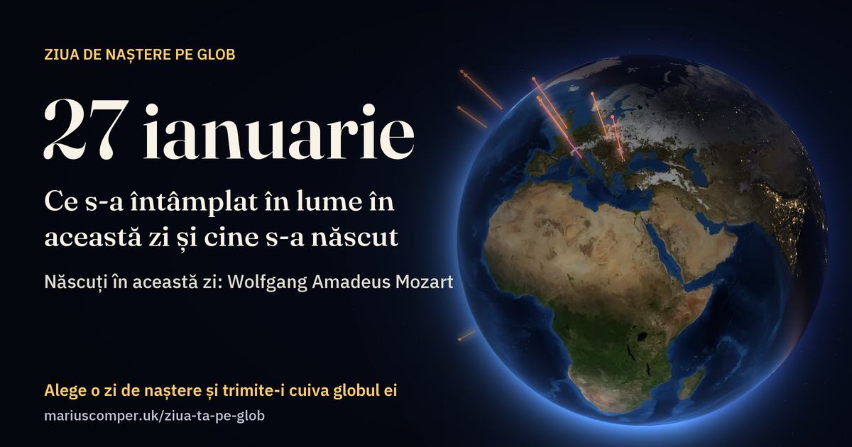 Pământul la 27 ianuarie, cu razele evenimentelor zilei