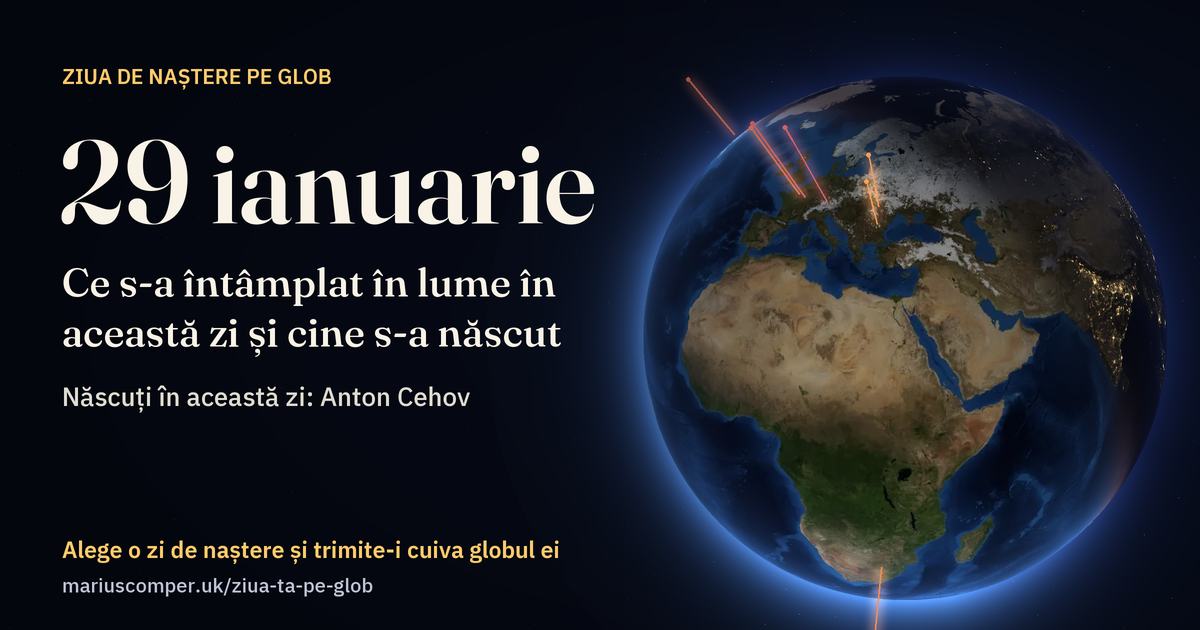 Pământul la 29 ianuarie, cu razele evenimentelor zilei