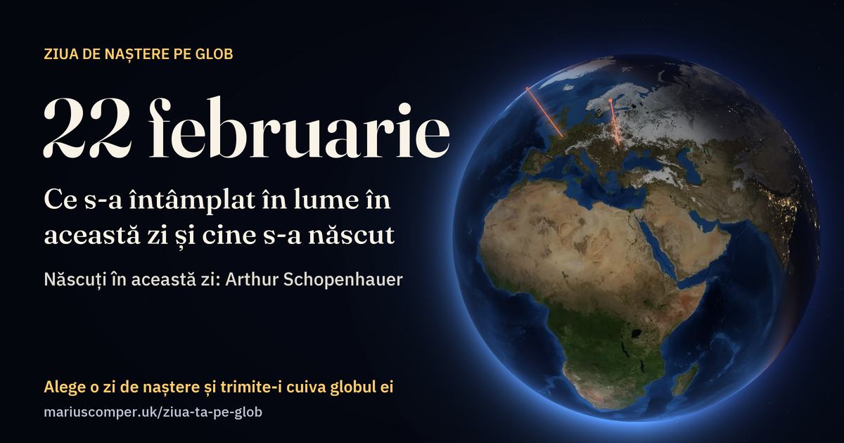 Pământul la 22 februarie, cu razele evenimentelor zilei
