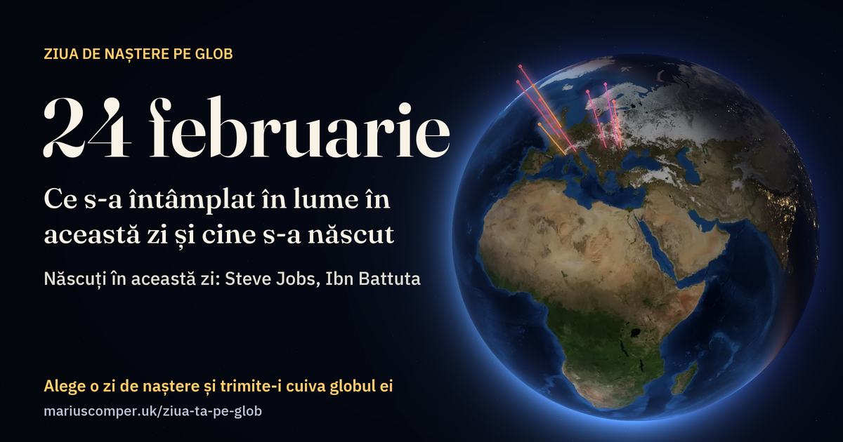 Pământul la 24 februarie, cu razele evenimentelor zilei