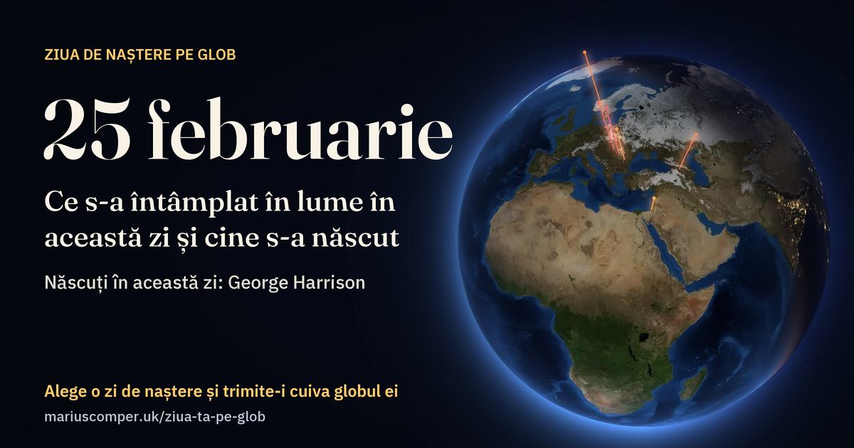Pământul la 25 februarie, cu razele evenimentelor zilei