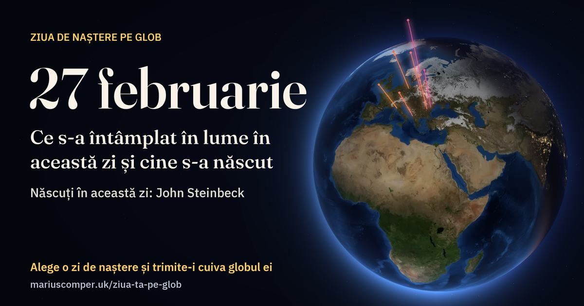 Pământul la 27 februarie, cu razele evenimentelor zilei