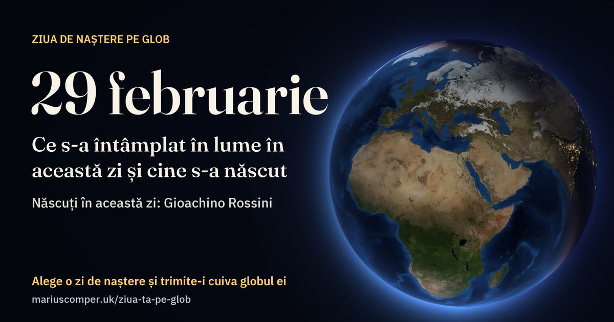 Pământul la 29 februarie, cu razele evenimentelor zilei