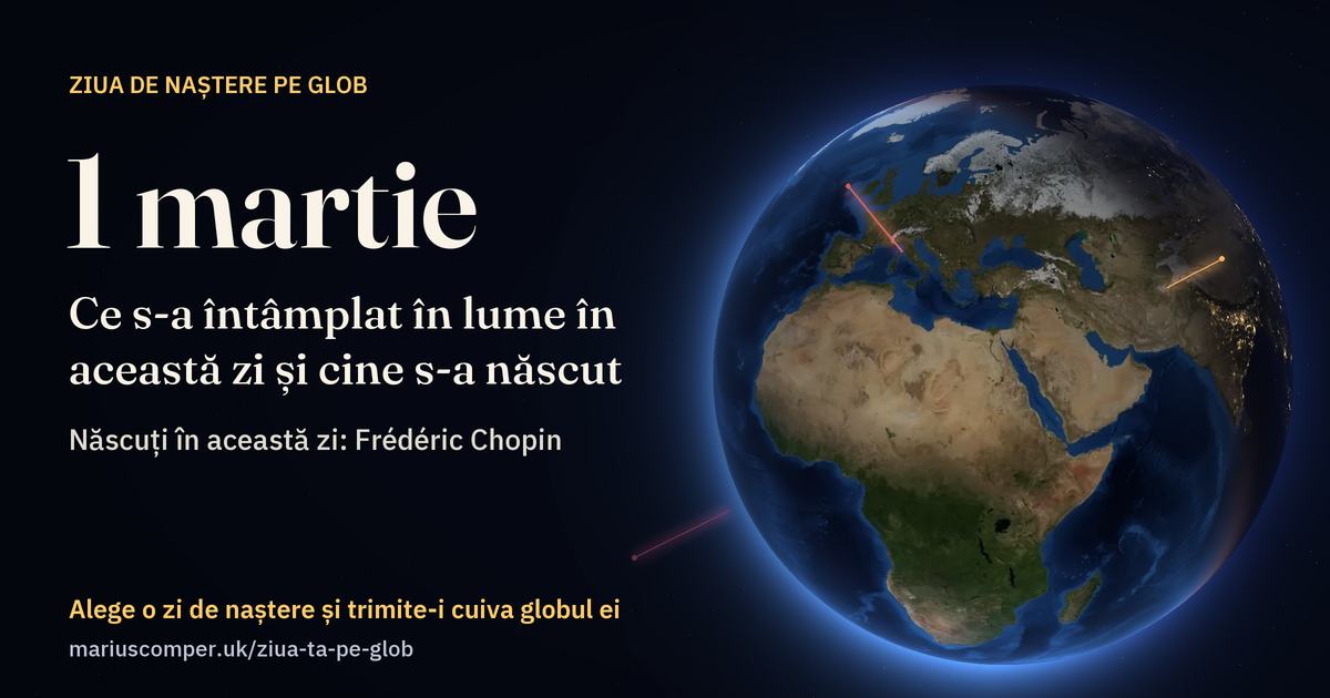 Pământul la 1 martie, cu razele evenimentelor zilei