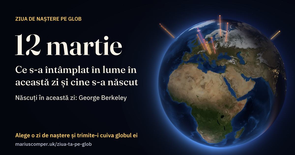 Pământul la 12 martie, cu razele evenimentelor zilei