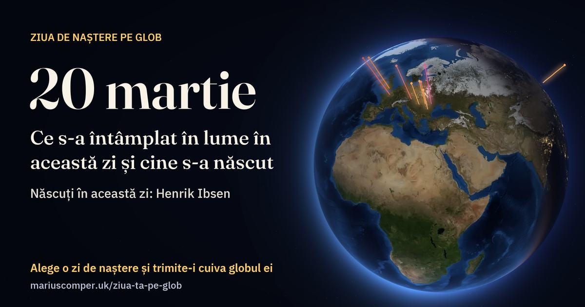 Pământul la 20 martie, cu razele evenimentelor zilei