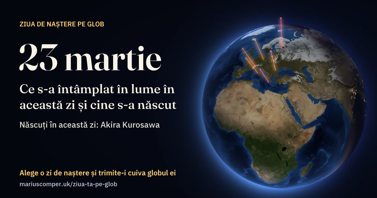Pământul la 23 martie, cu razele evenimentelor zilei