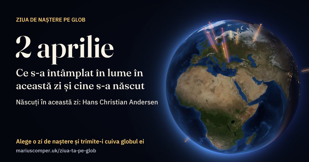 Pământul la 2 aprilie, cu razele evenimentelor zilei