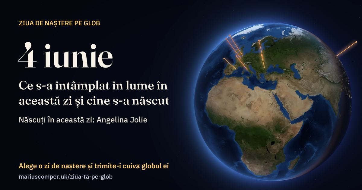Pământul la 4 iunie, cu razele evenimentelor zilei