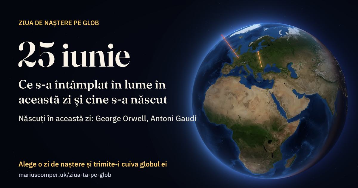 Pământul la 25 iunie, cu razele evenimentelor zilei