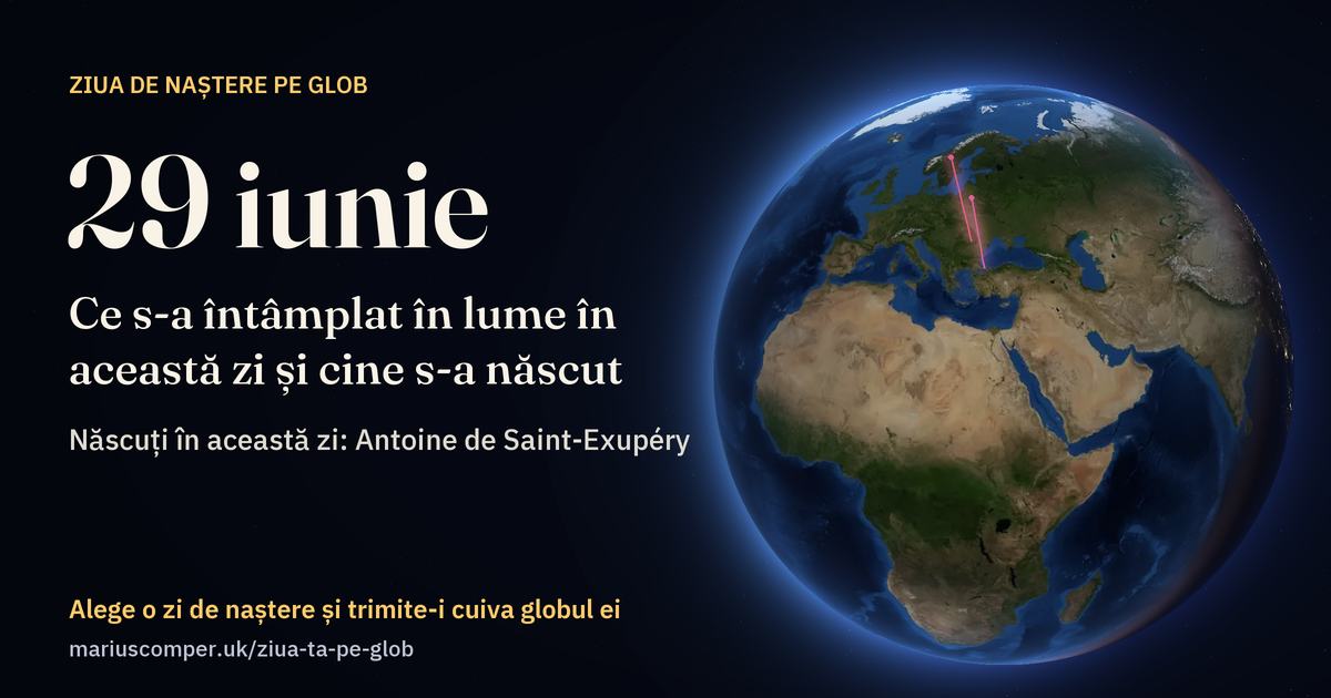 Pământul la 29 iunie, cu razele evenimentelor zilei