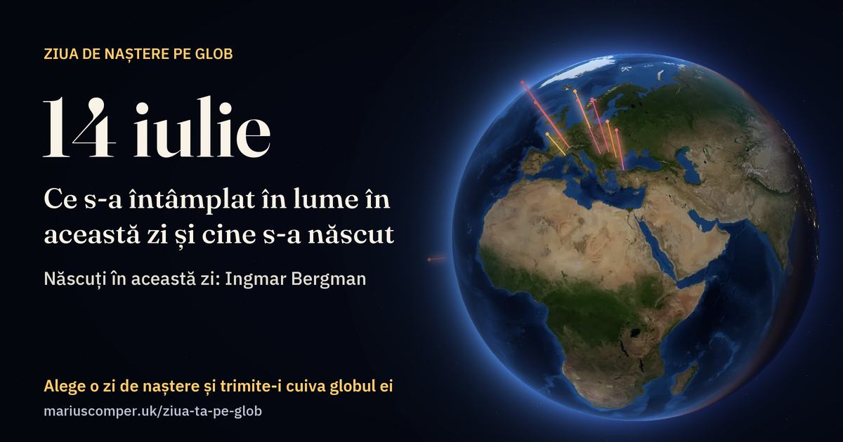 Pământul la 14 iulie, cu razele evenimentelor zilei