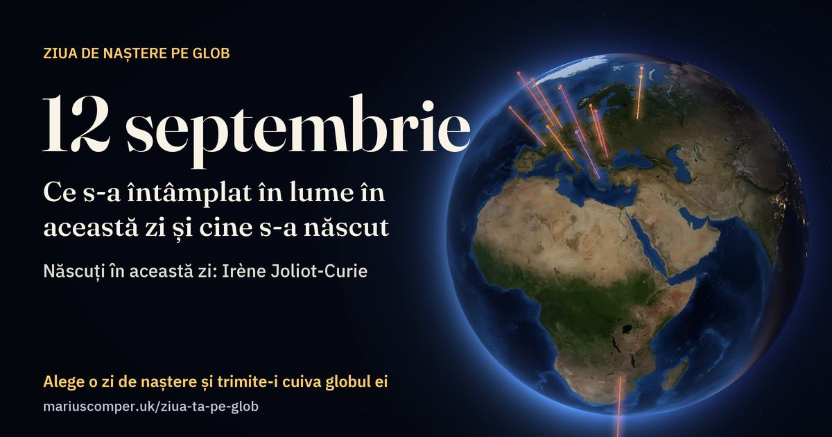Pământul la 12 septembrie, cu razele evenimentelor zilei