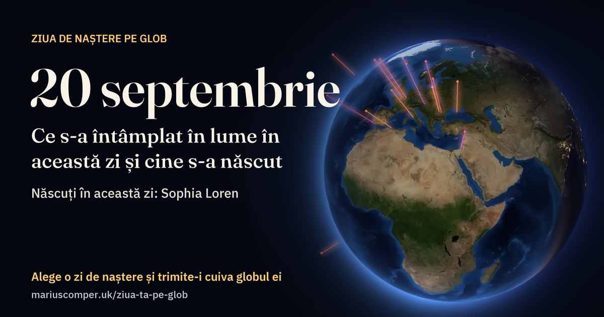 Pământul la 20 septembrie, cu razele evenimentelor zilei