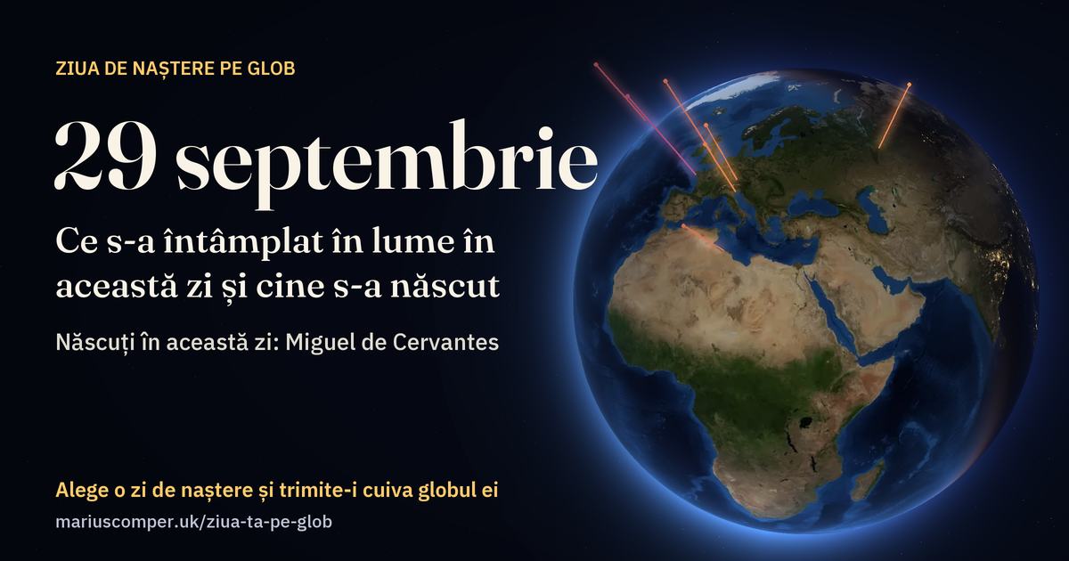 Pământul la 29 septembrie, cu razele evenimentelor zilei