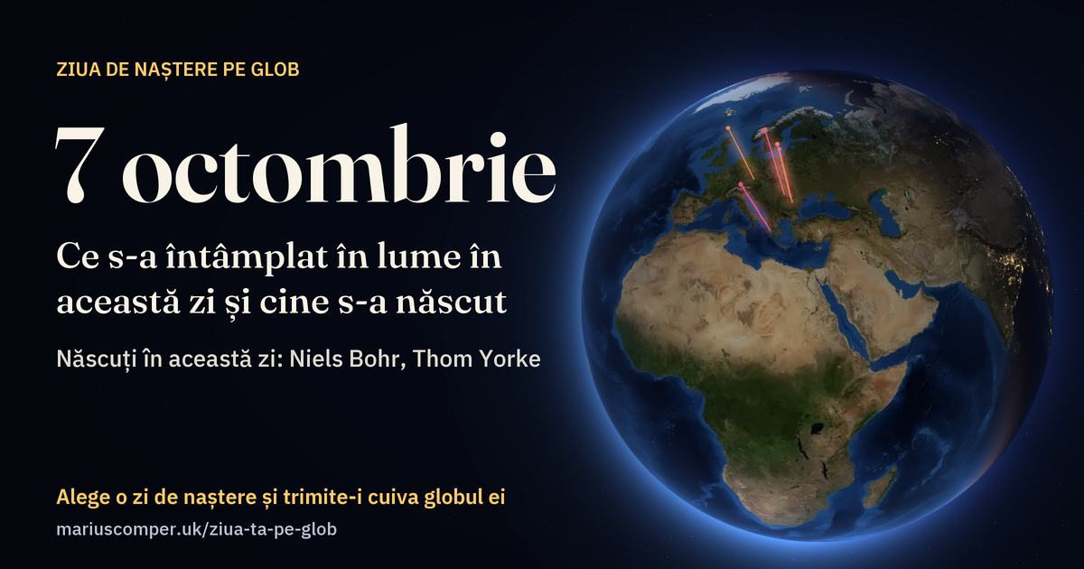 Pământul la 7 octombrie, cu razele evenimentelor zilei