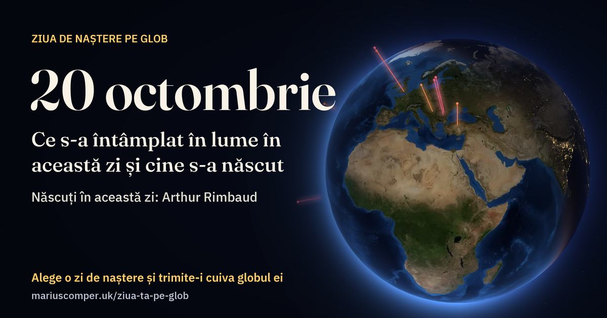 Pământul la 20 octombrie, cu razele evenimentelor zilei