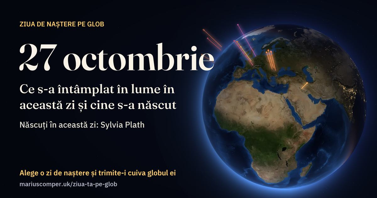 Pământul la 27 octombrie, cu razele evenimentelor zilei