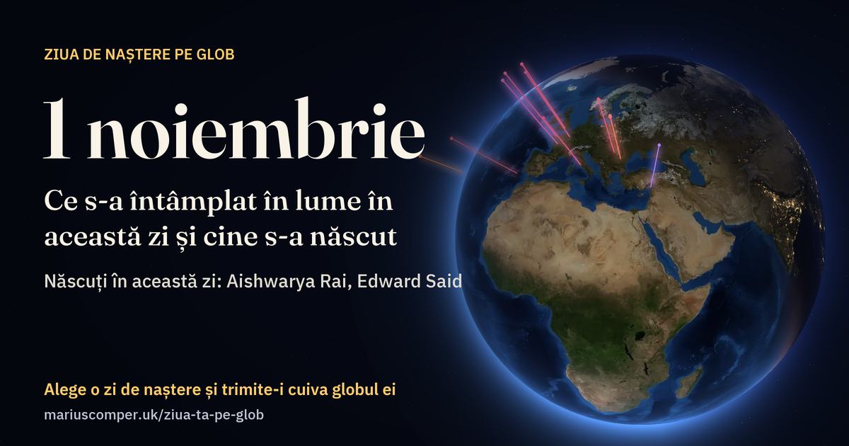 Pământul la 1 noiembrie, cu razele evenimentelor zilei