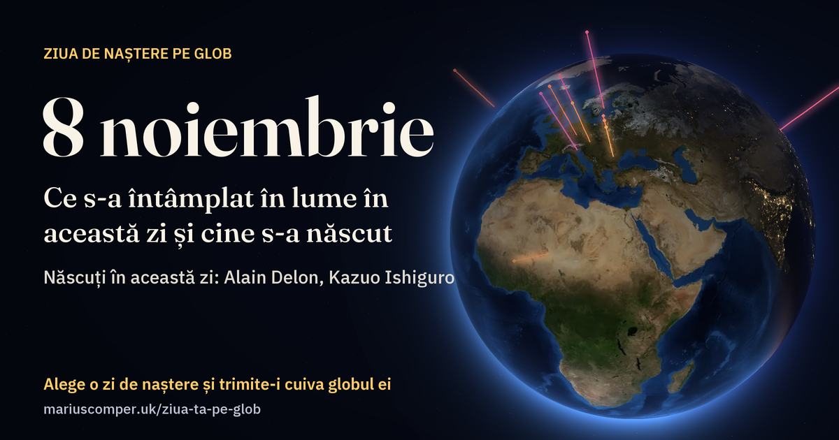 Pământul la 8 noiembrie, cu razele evenimentelor zilei