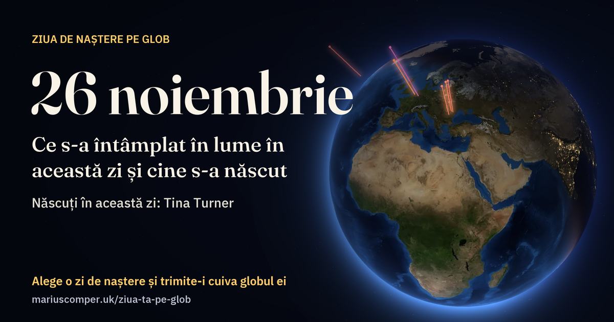Pământul la 26 noiembrie, cu razele evenimentelor zilei