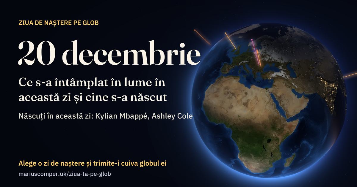 Pământul la 20 decembrie, cu razele evenimentelor zilei