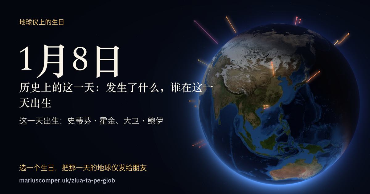 1月8日的地球，以及当天各件事的光柱