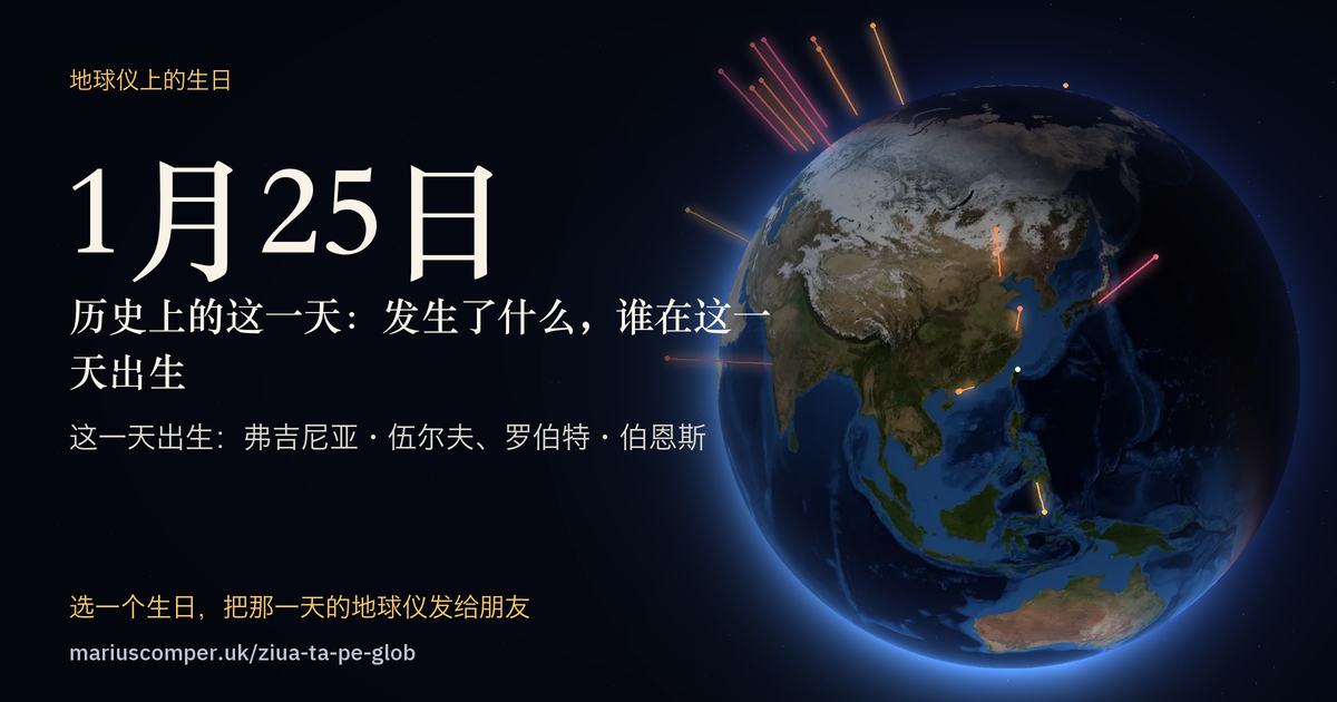 1月25日的地球，以及当天各件事的光柱