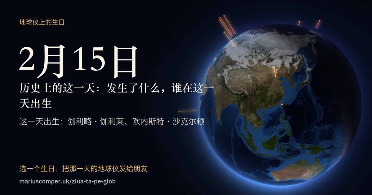 2月15日的地球，以及当天各件事的光柱