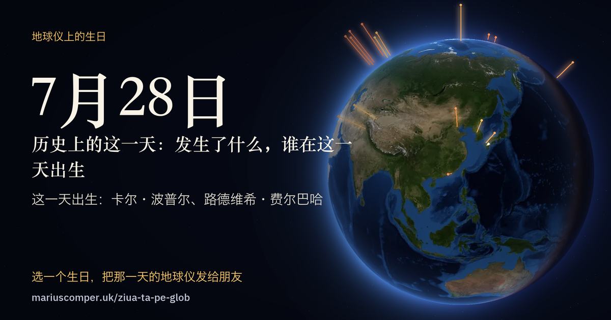 7月28日的地球，以及当天各件事的光柱